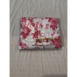 Vintage 1960s 60s 1970s 70s rose Floral Flowers Fabric Cloth Fitted Bed Sheet